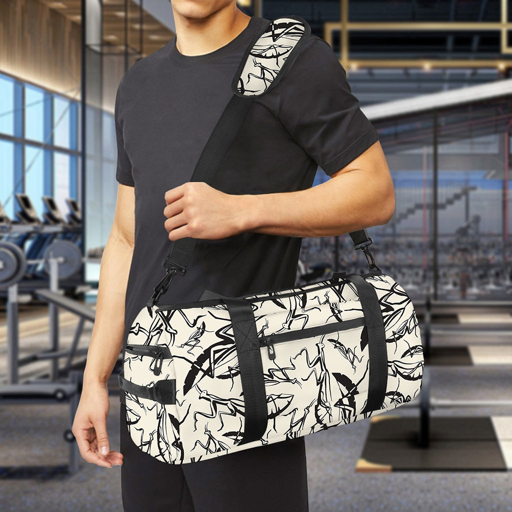 Hand Drawn Mantis Pattern Print Gym Bag