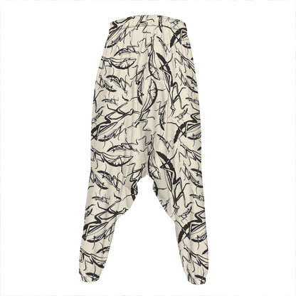 Hand Drawn Mantis Pattern Print Hammer Pants