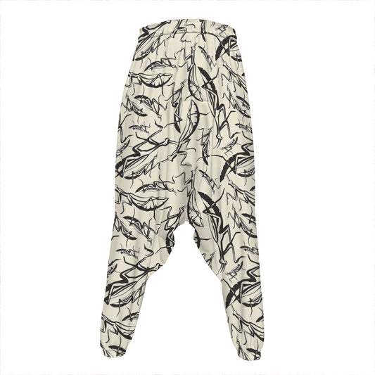 Hand Drawn Mantis Pattern Print Hammer Pants