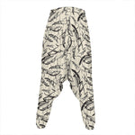 Hand Drawn Mantis Pattern Print Hammer Pants