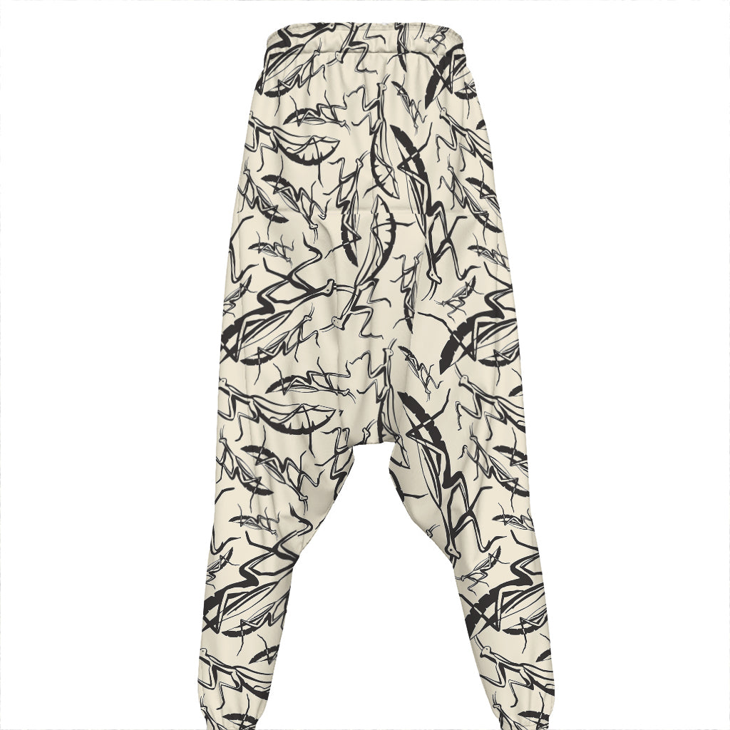 Hand Drawn Mantis Pattern Print Hammer Pants