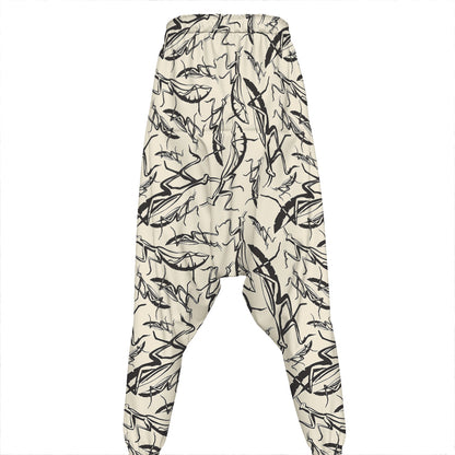 Hand Drawn Mantis Pattern Print Hammer Pants