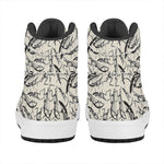 Hand Drawn Mantis Pattern Print High Top Leather Sneakers