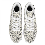 Hand Drawn Mantis Pattern Print High Top Leather Sneakers