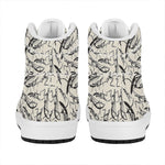 Hand Drawn Mantis Pattern Print High Top Leather Sneakers