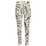 Hand Drawn Mantis Pattern Print High-Waisted Pocket Leggings
