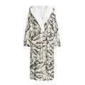Hand Drawn Mantis Pattern Print Hooded Bathrobe