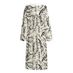 Hand Drawn Mantis Pattern Print Hooded Bathrobe