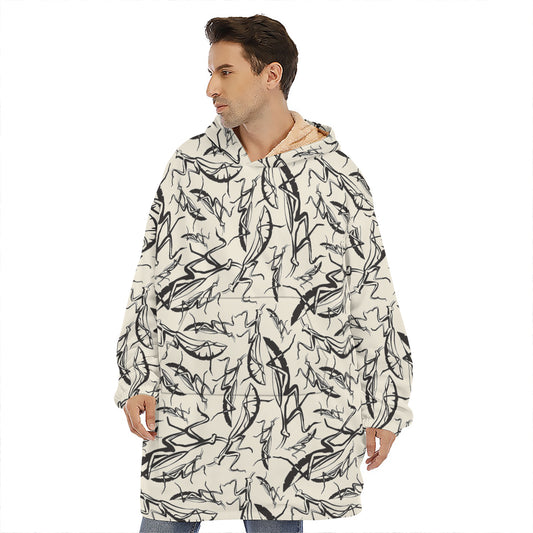 Hand Drawn Mantis Pattern Print Hoodie Blanket