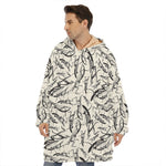 Hand Drawn Mantis Pattern Print Hoodie Blanket