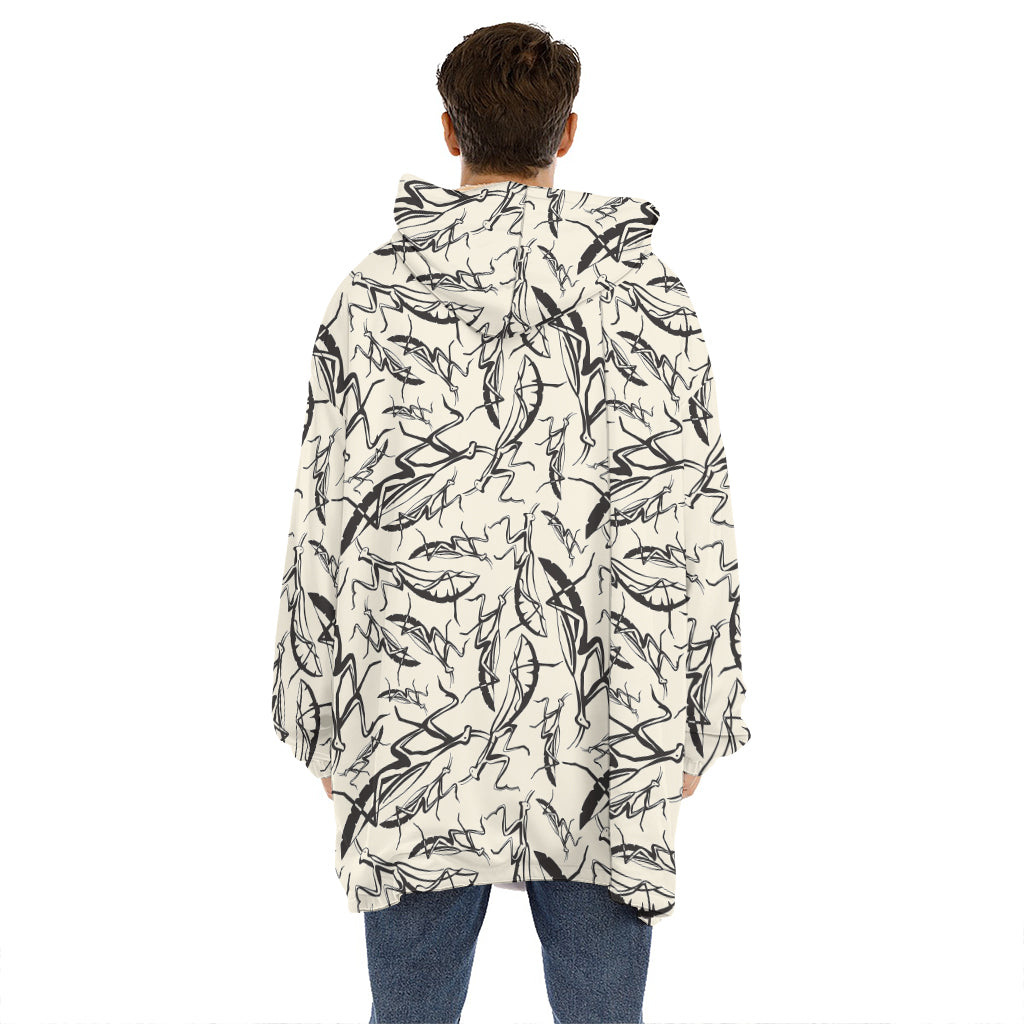 Hand Drawn Mantis Pattern Print Hoodie Blanket