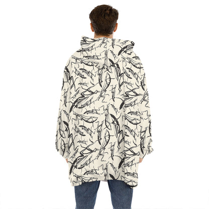 Hand Drawn Mantis Pattern Print Hoodie Blanket