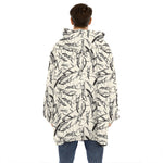 Hand Drawn Mantis Pattern Print Hoodie Blanket