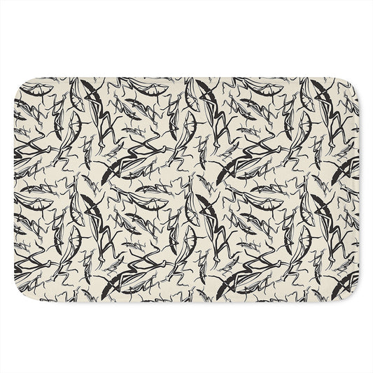 Hand Drawn Mantis Pattern Print Indoor Door Mat