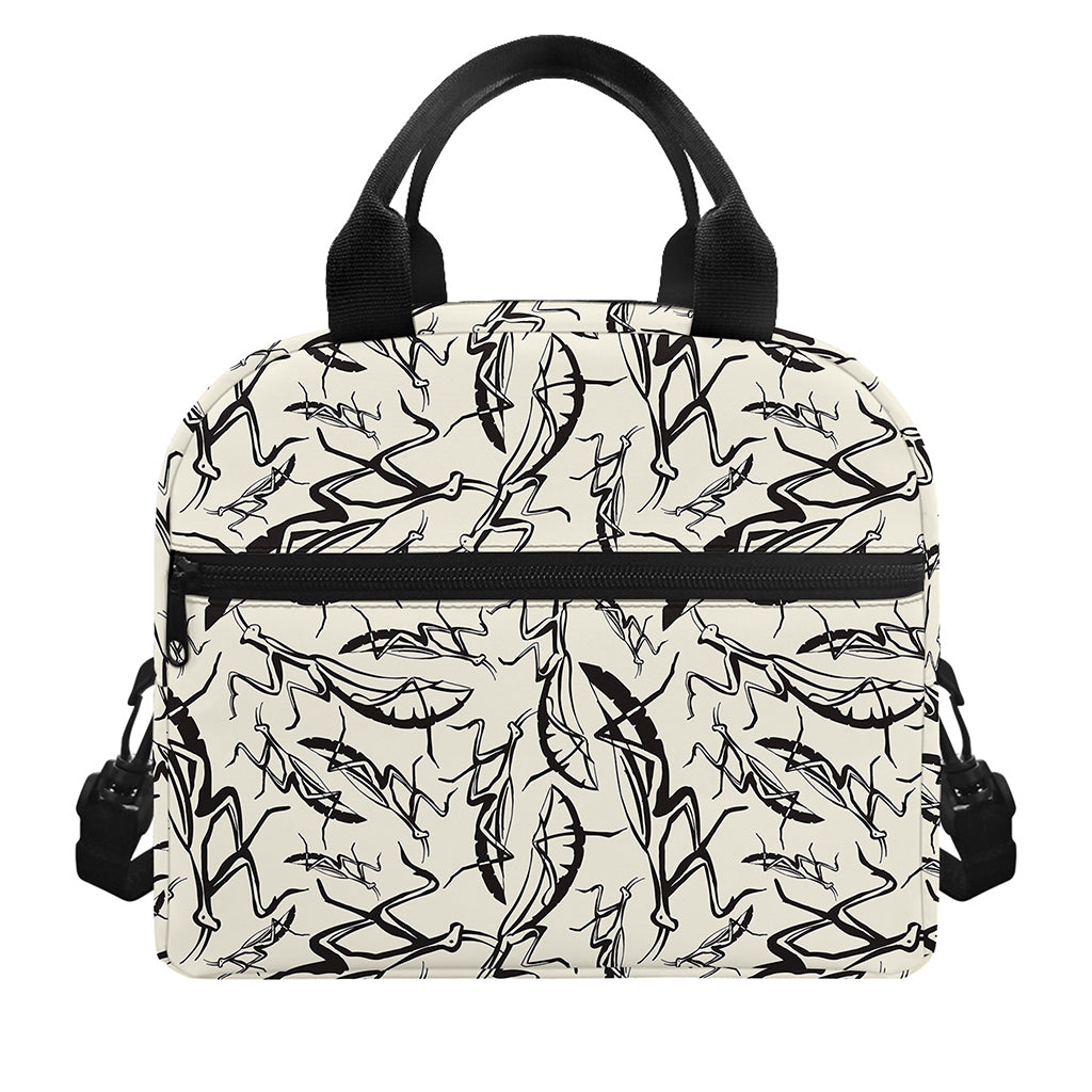 Hand Drawn Mantis Pattern Print Insulated Lunch Bag