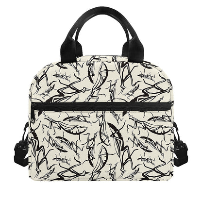 Hand Drawn Mantis Pattern Print Insulated Lunch Bag