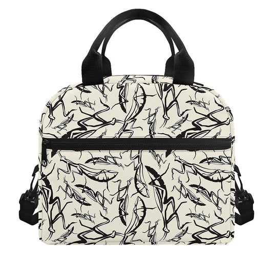Hand Drawn Mantis Pattern Print Insulated Lunch Bag