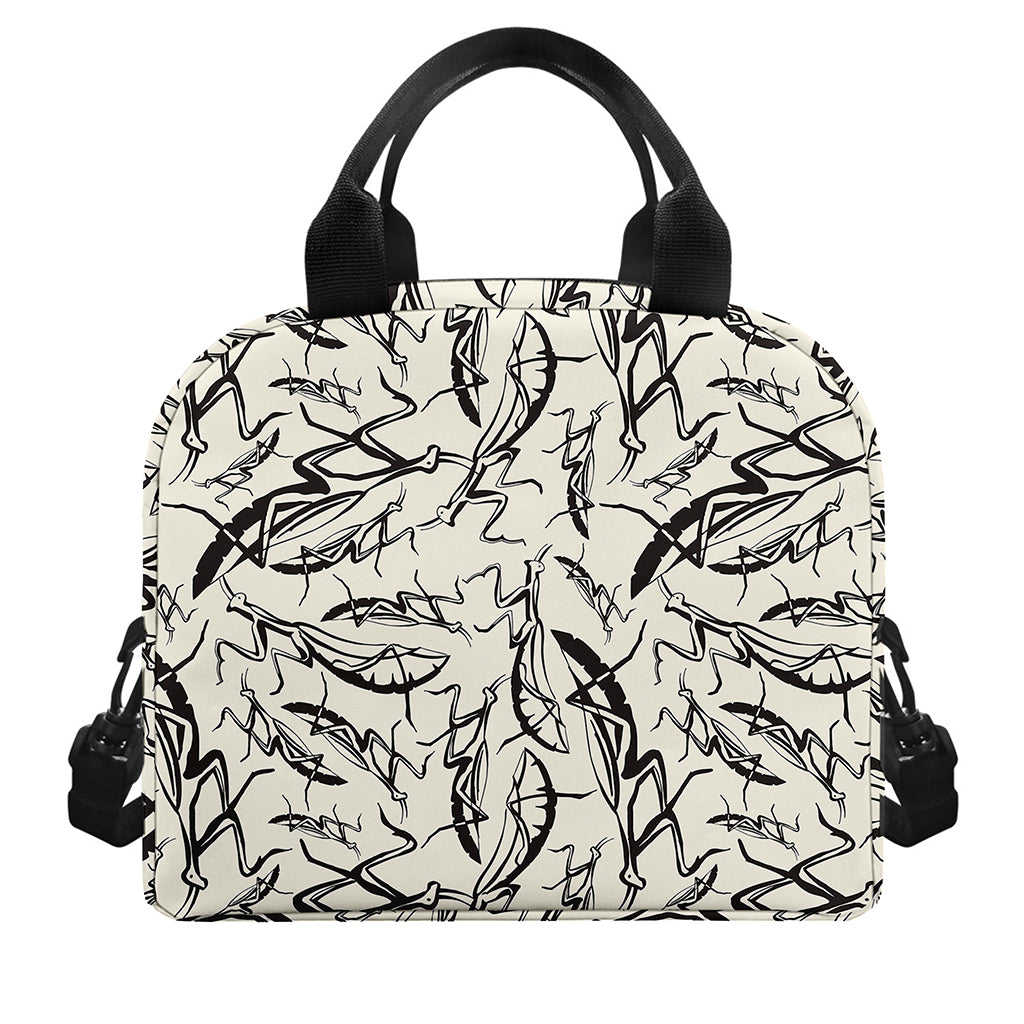 Hand Drawn Mantis Pattern Print Insulated Lunch Bag