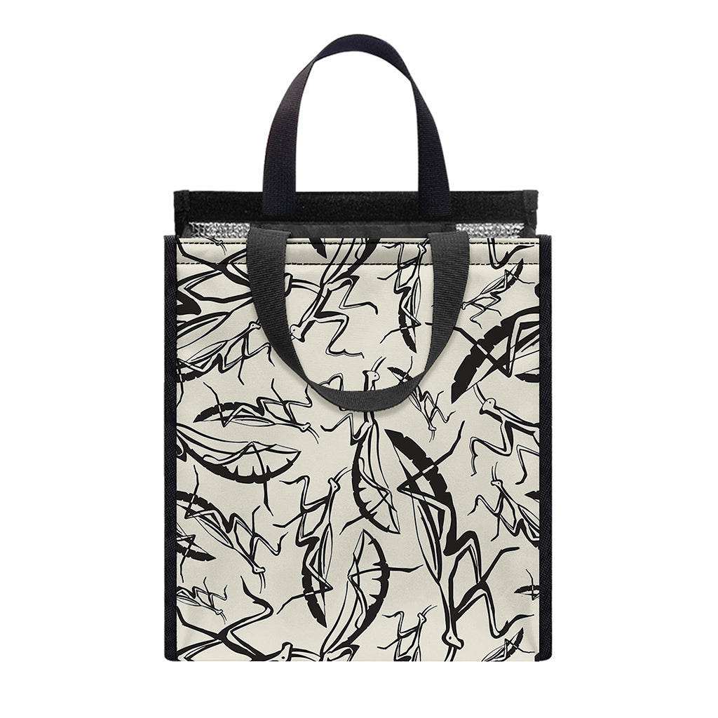 Hand Drawn Mantis Pattern Print Insulated Lunch Tote