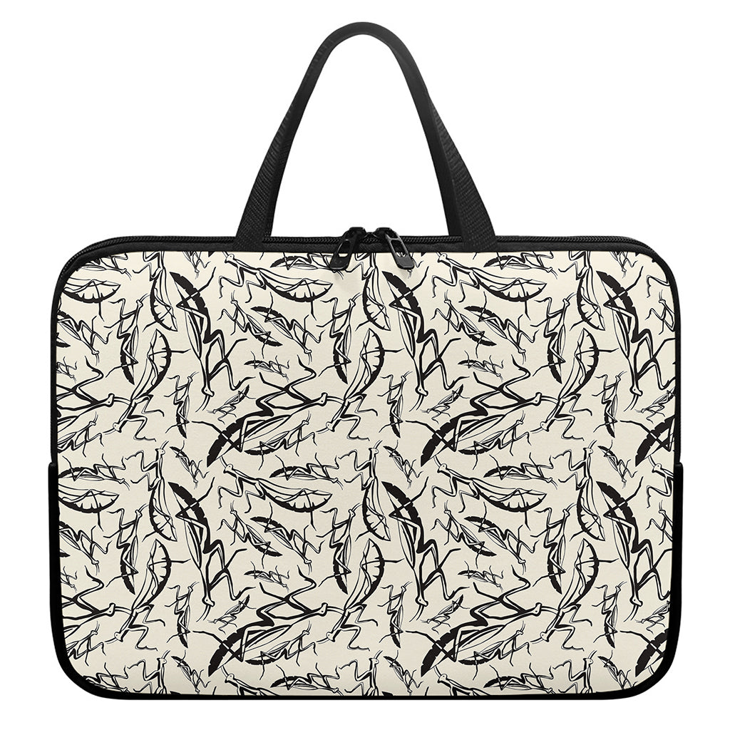 Hand Drawn Mantis Pattern Print Laptop Sleeve With Handle