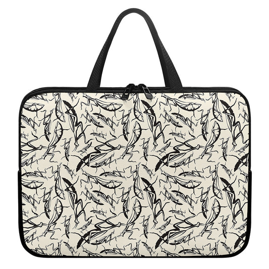 Hand Drawn Mantis Pattern Print Laptop Sleeve With Handle