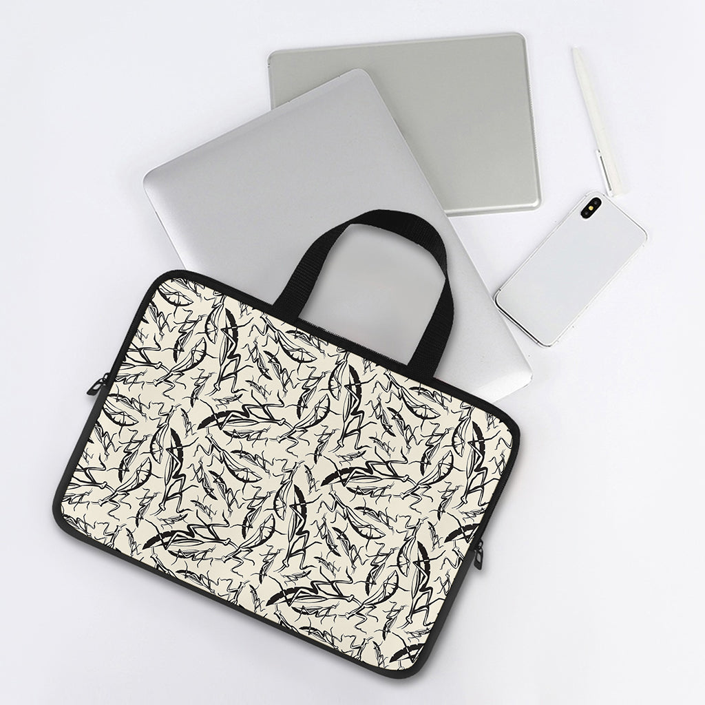 Hand Drawn Mantis Pattern Print Laptop Sleeve With Handle