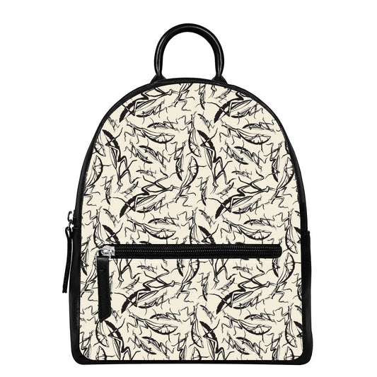 Hand Drawn Mantis Pattern Print Leather Backpack