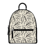 Hand Drawn Mantis Pattern Print Leather Backpack