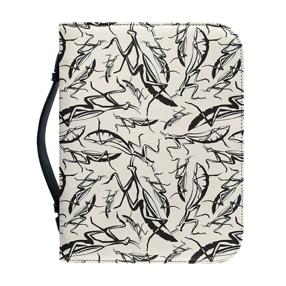 Hand Drawn Mantis Pattern Print Leather Bible Cover