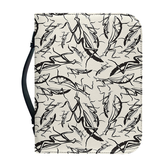Hand Drawn Mantis Pattern Print Leather Bible Cover