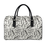 Hand Drawn Mantis Pattern Print Leather Duffle Bag