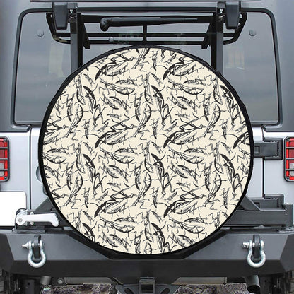Hand Drawn Mantis Pattern Print Leather Spare Tire Cover