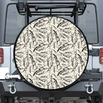 Hand Drawn Mantis Pattern Print Leather Spare Tire Cover