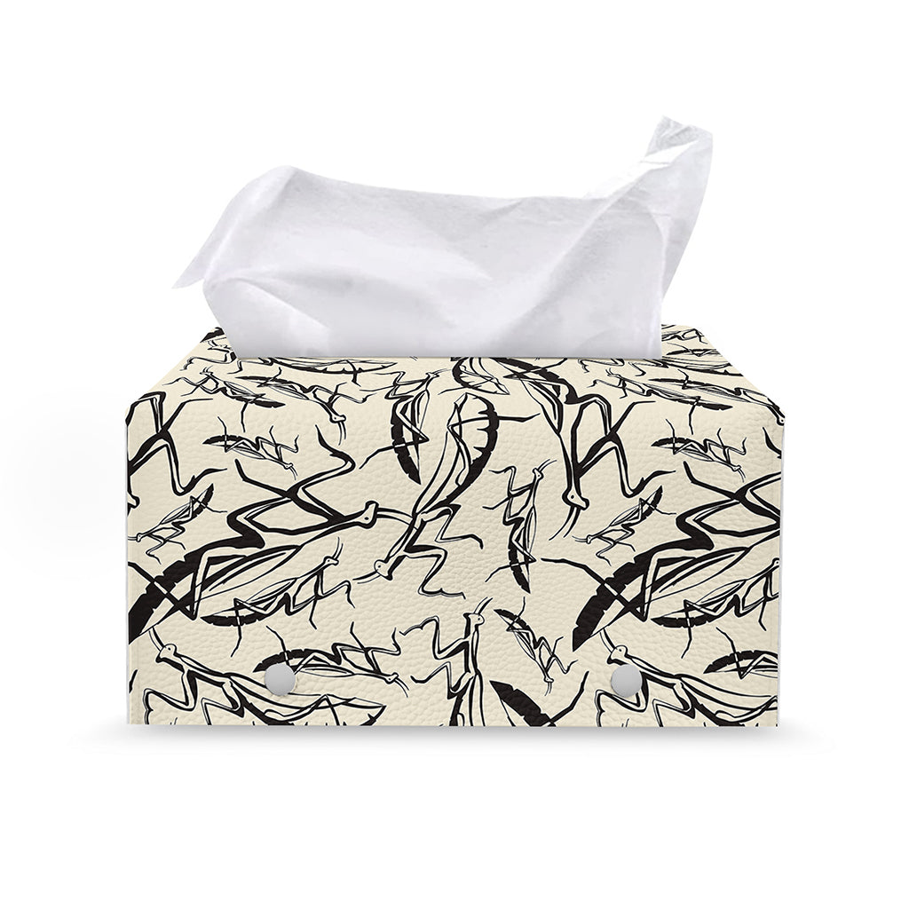 Hand Drawn Mantis Pattern Print Leather Tissue Box Cover