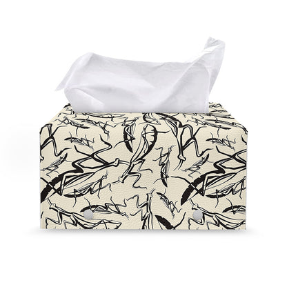 Hand Drawn Mantis Pattern Print Leather Tissue Box Cover