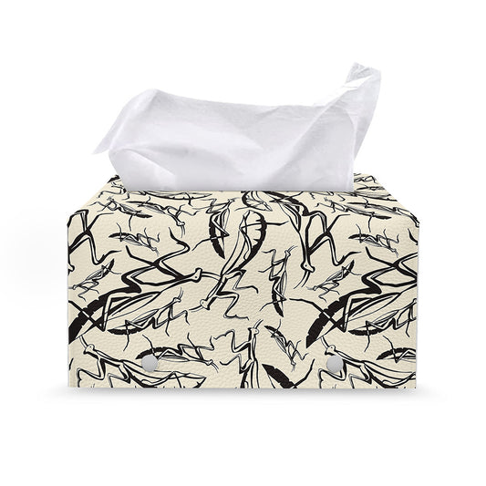 Hand Drawn Mantis Pattern Print Leather Tissue Box Cover