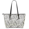 Hand Drawn Mantis Pattern Print Leather Tote Bag With Zipper