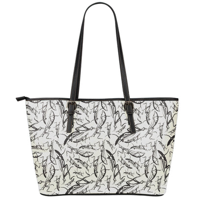 Hand Drawn Mantis Pattern Print Leather Tote Bag