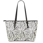 Hand Drawn Mantis Pattern Print Leather Tote Bag