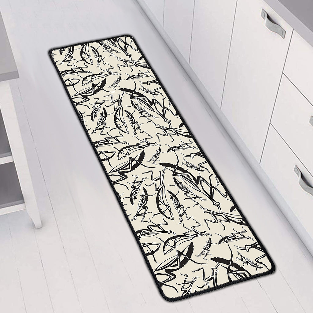 Hand Drawn Mantis Pattern Print Long Kitchen Mat