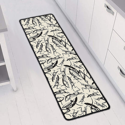 Hand Drawn Mantis Pattern Print Long Kitchen Mat