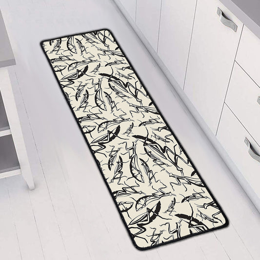 Hand Drawn Mantis Pattern Print Long Kitchen Mat
