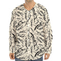 Hand Drawn Mantis Pattern Print Long Sleeve Baseball Jersey