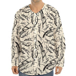 Hand Drawn Mantis Pattern Print Long Sleeve Baseball Jersey