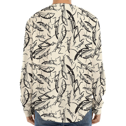 Hand Drawn Mantis Pattern Print Long Sleeve Baseball Jersey