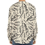 Hand Drawn Mantis Pattern Print Long Sleeve Baseball Jersey