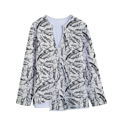Hand Drawn Mantis Pattern Print Long Sleeve Short Coat