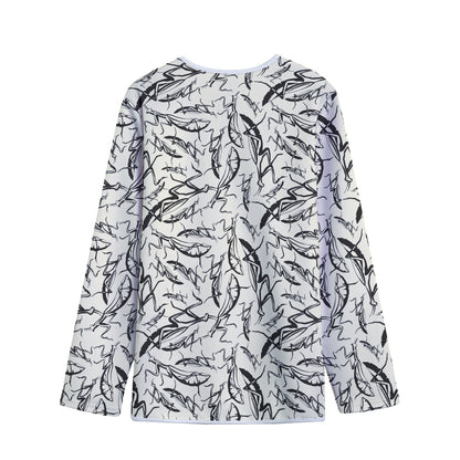 Hand Drawn Mantis Pattern Print Long Sleeve Short Coat