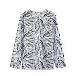 Hand Drawn Mantis Pattern Print Long Sleeve Short Coat