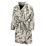 Hand Drawn Mantis Pattern Print Men's Bathrobe